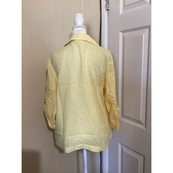 J. Crew Camp Collar Shirt Featherweight Linen Blend Button Up Shirt Yellow 4 - Picture 4 of 7